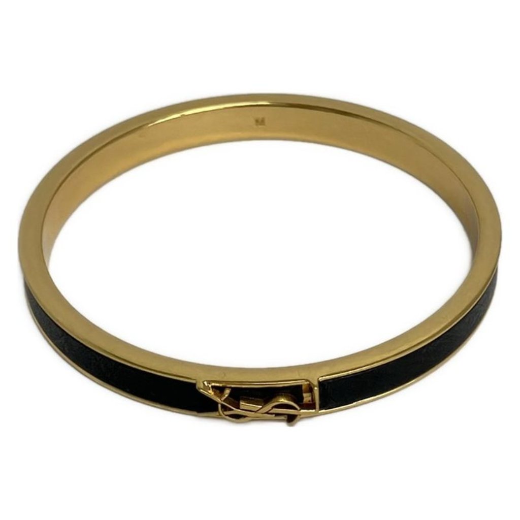Saint Laurent Paris Bangle Cassandra Leather Gold Black Ysl Logo 760$